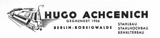 Briefkopf der Firma Hugo Achcenichs GmbH & Co. KG.